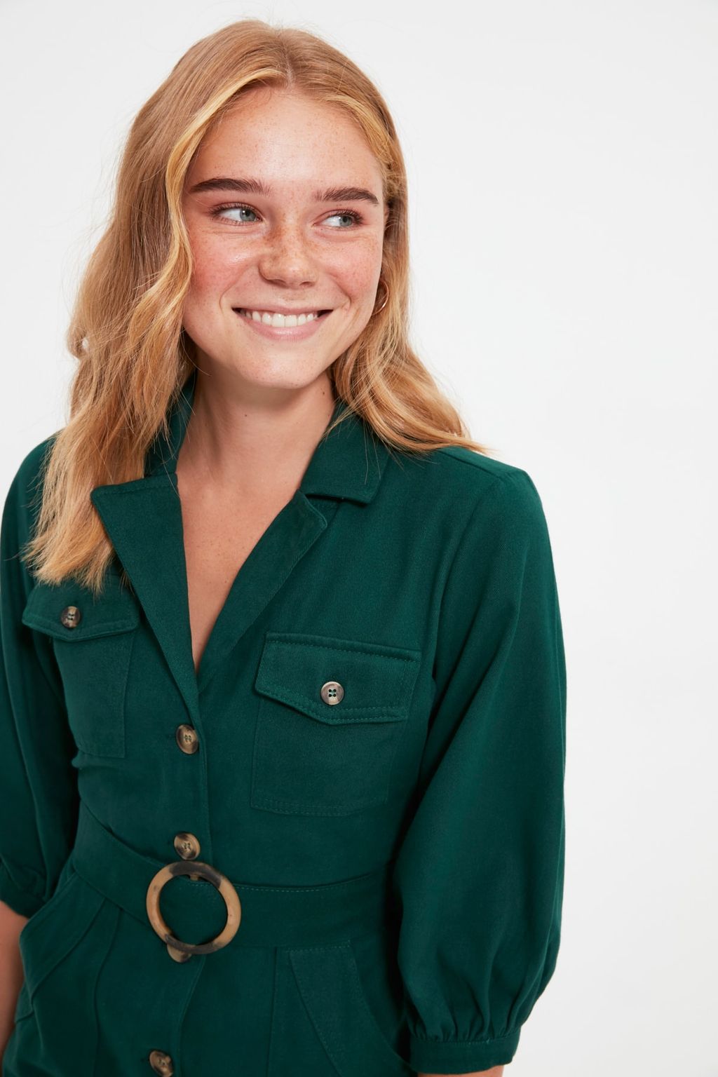 Haki Baglama Detayl? Dokuma Elbise TWOAW20EL1156