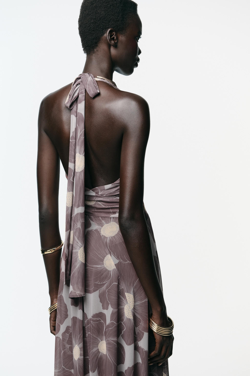 CUT-OUT PRINTED TULLE LONG DRESS - Zara фото 13