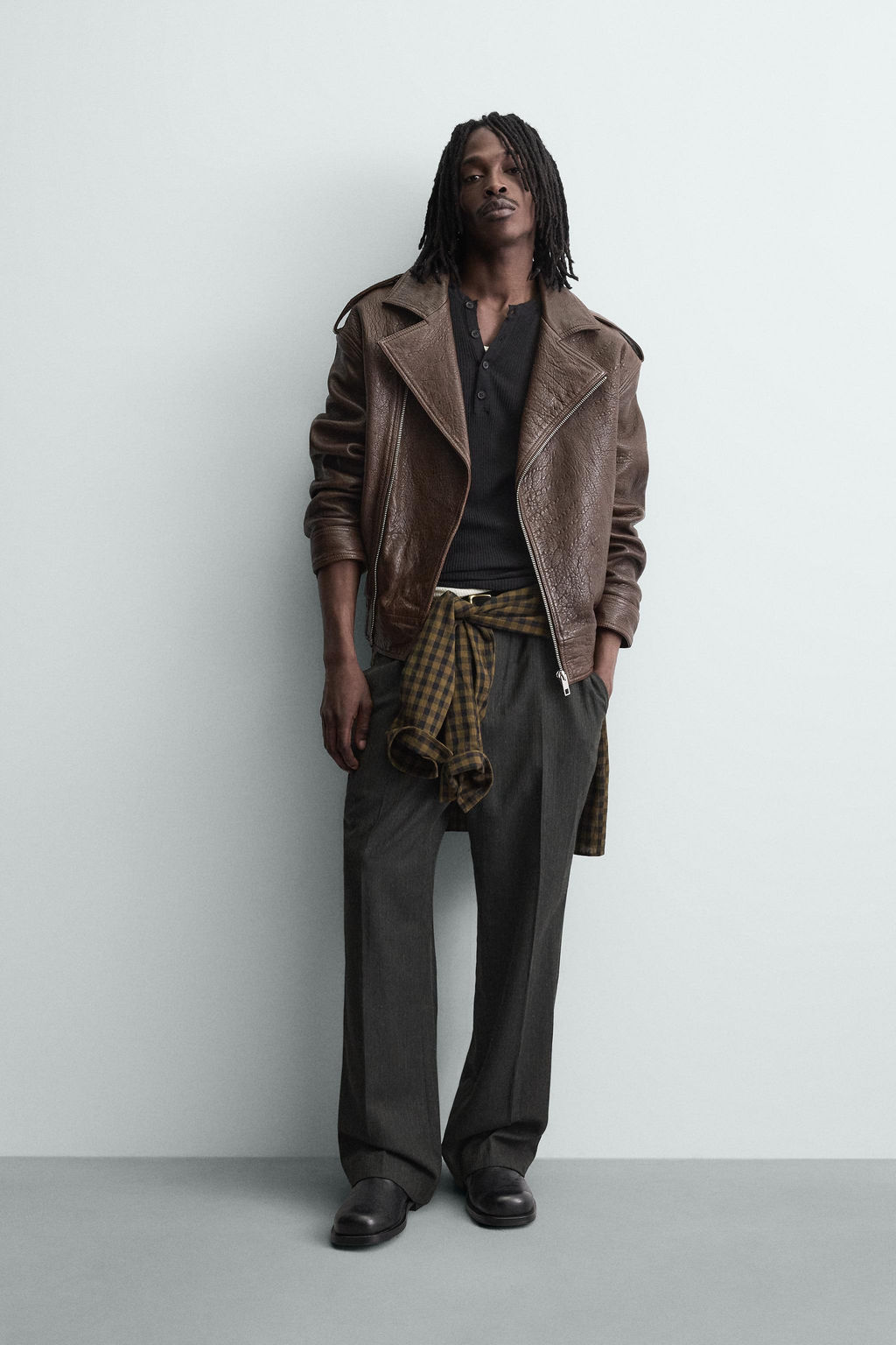 OVERSIZE LEATHER BIKER JACKET - Zara фото 10