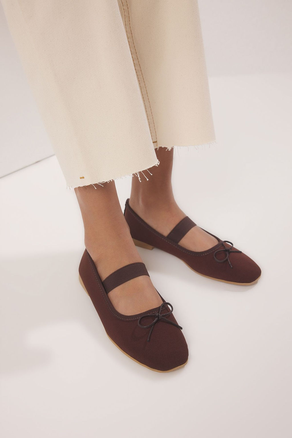 Trendyolmilla Shoes Kahverengi Fiyonklu Badem Burun Mary Jane Kad?n Babet TAKSS25BE00038  фото 7
