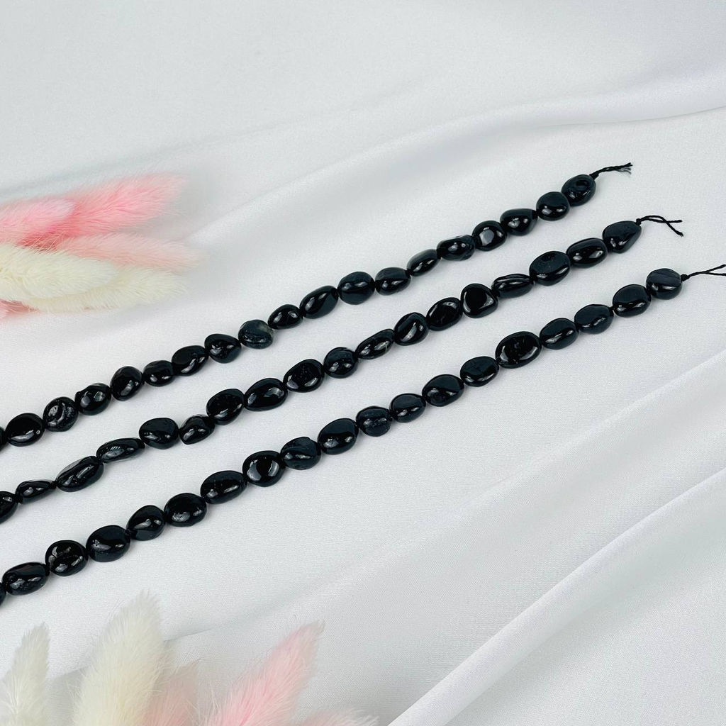 Бусины для украшений из черного Турмалина (Шерл) (галтовка) 39 см