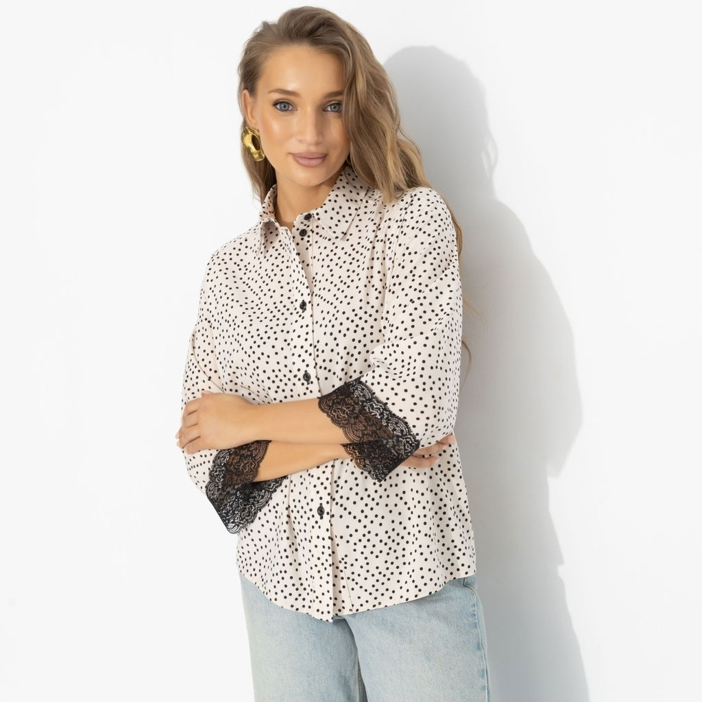 Рубашка комбинированная с кружевом, Работаю красиво (оригинал) - Charutti фото 4