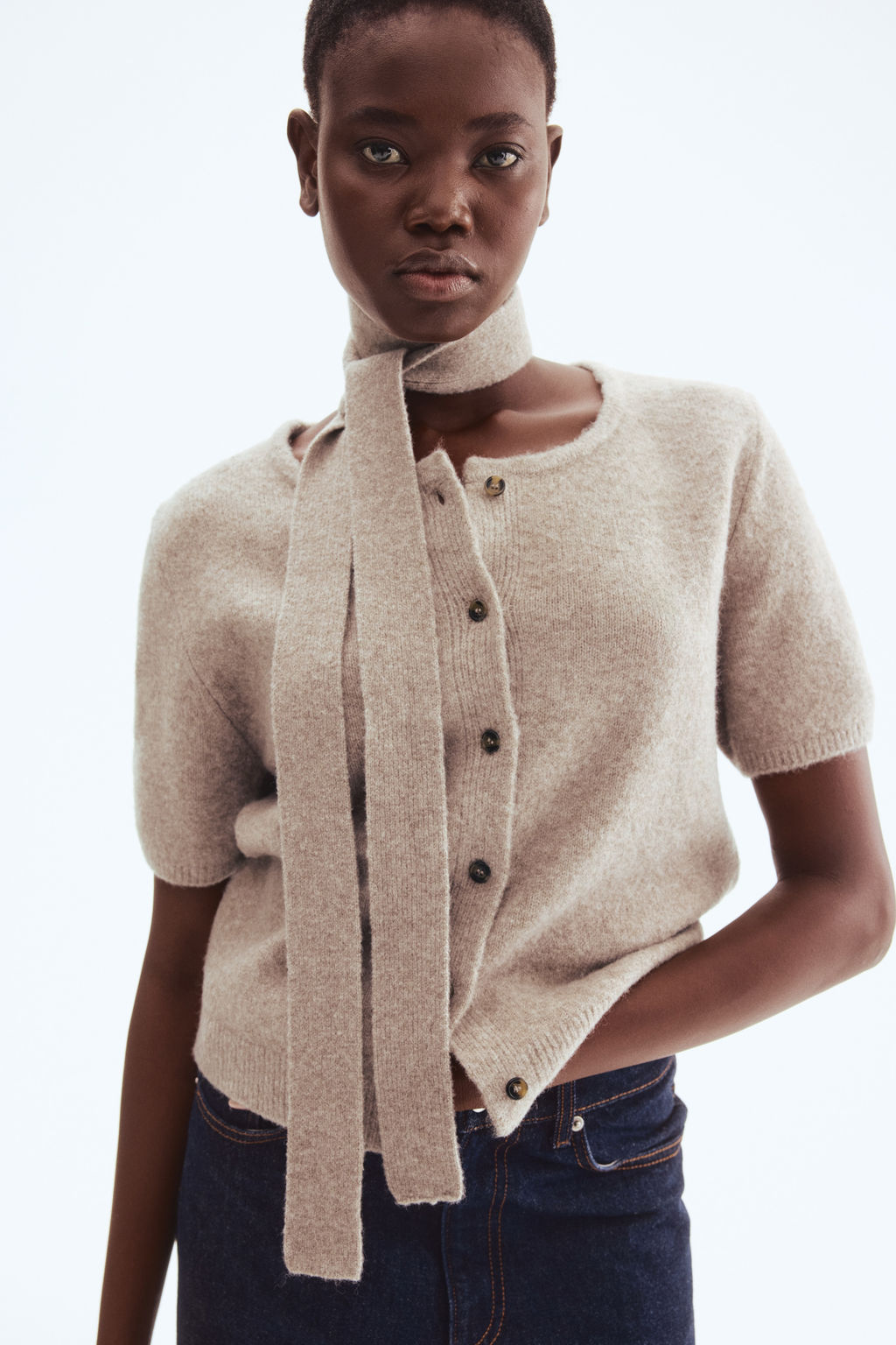 Scarf-detail cardigan - H&m фото 2