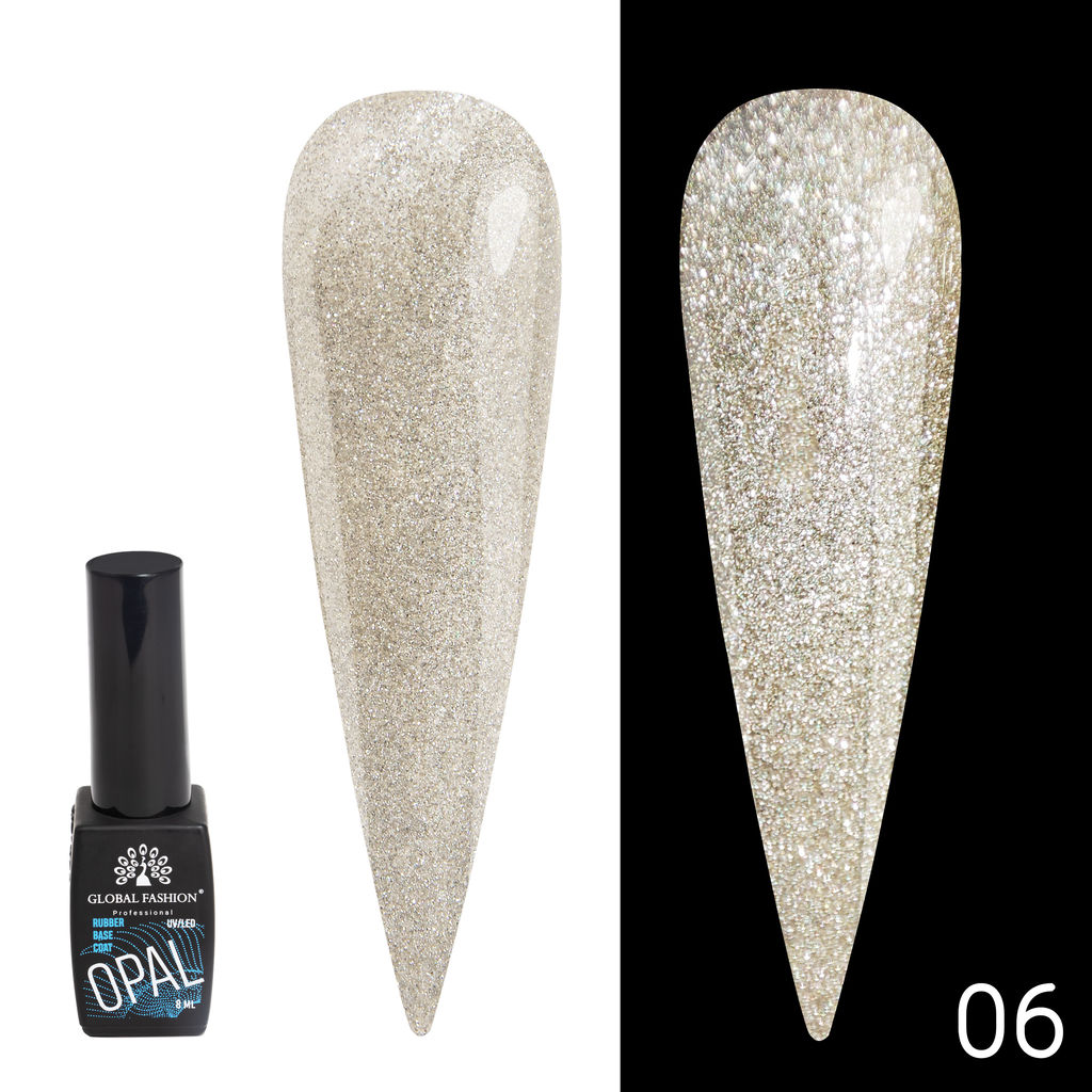 Каучуковая база Disco Opal светоотражающая Global Fashion 8 мл, 06  фото 6