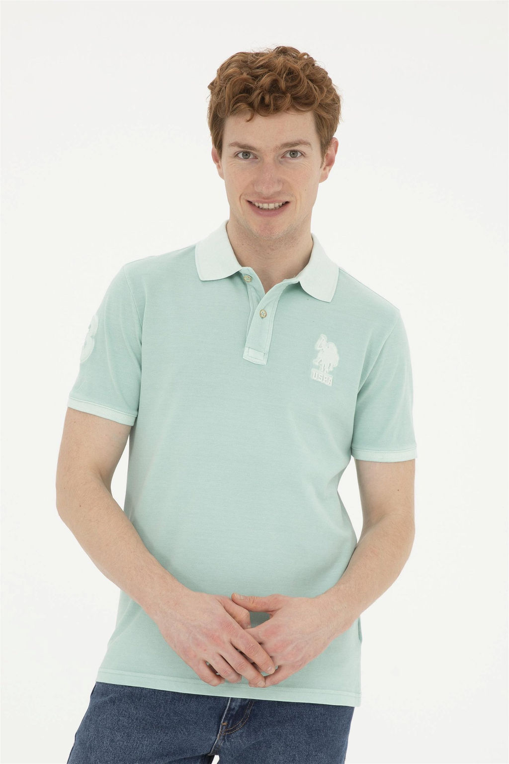 Мужская базовая футболка цвета водного зеленого цвета - U.s. polo assn фото 3