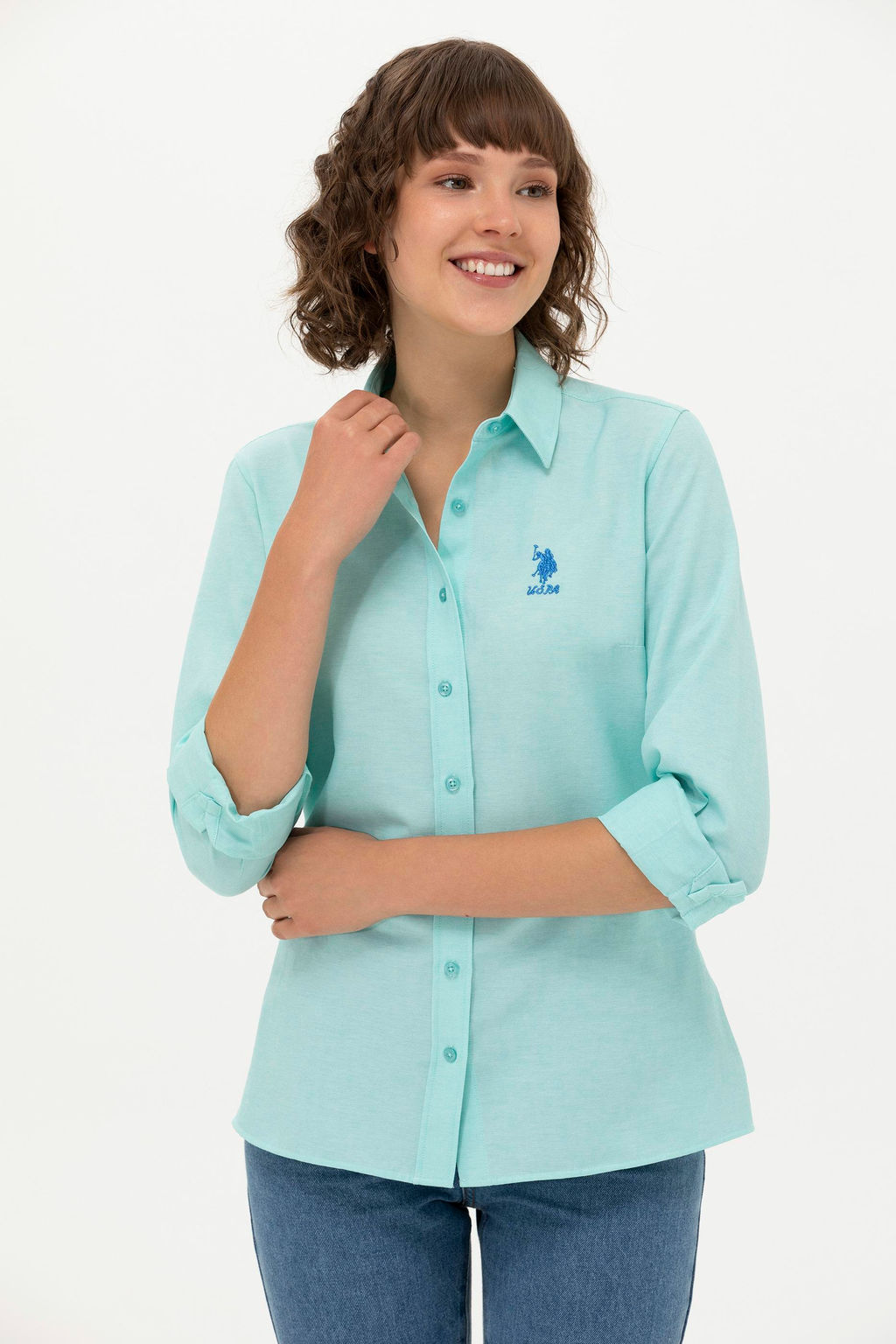 U. S. Polo Assn Женская мятная базовая рубашка с длинным рукавом - U.s. polo assn фото 3