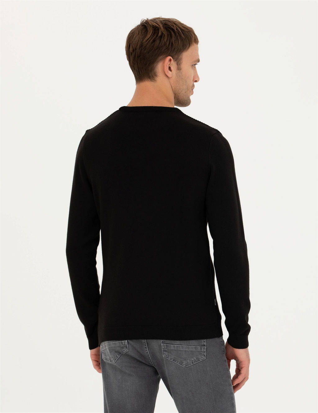 Siyah Slim Fit Bisiklet Yaka Triko Kazak - Pierre cardin фото 5