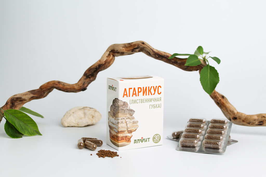 Грибная серия БАД "Агарикус", 30 капс. по 470 мг Алфит 7555