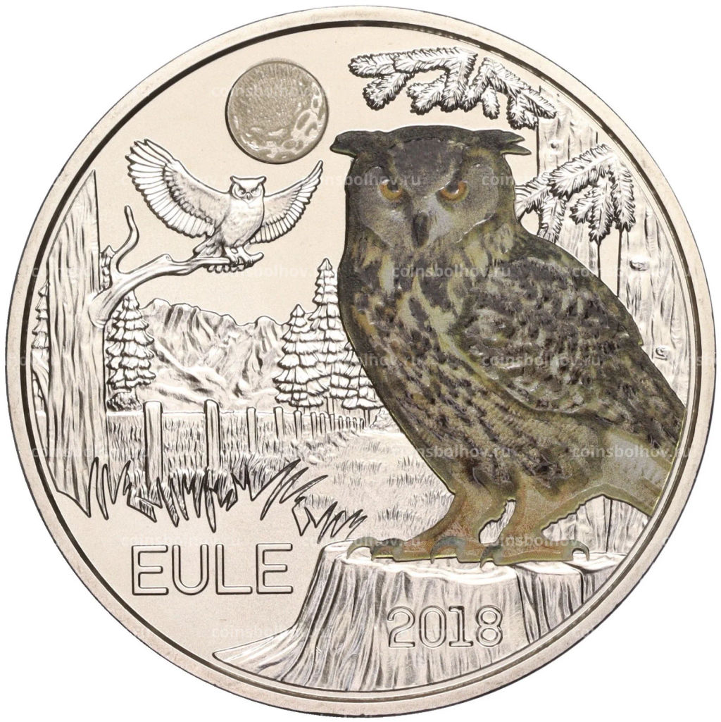 3 евро 2018 года Австрия Животные со всего мира Сова