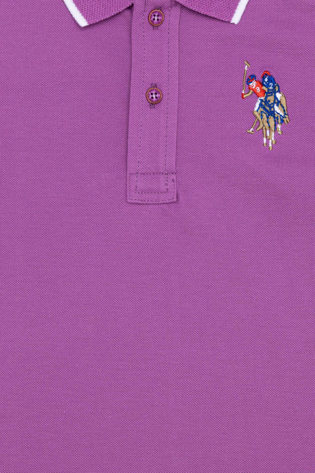 Фиолетовая футболка с воротником поло для мальчиков Basic - U.s. polo assn фото 3