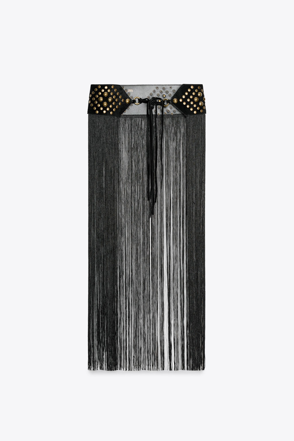 LEATHER STUDDED FRINGED CORSET BELT - Zara фото 4