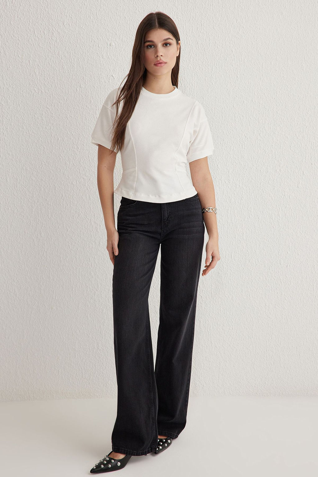 Trendyolmilla Siyah Fitted/Vucuda Oturan Bisiklet Yaka Esnek Orme Bluz TWOSS25BZ00009  фото 7