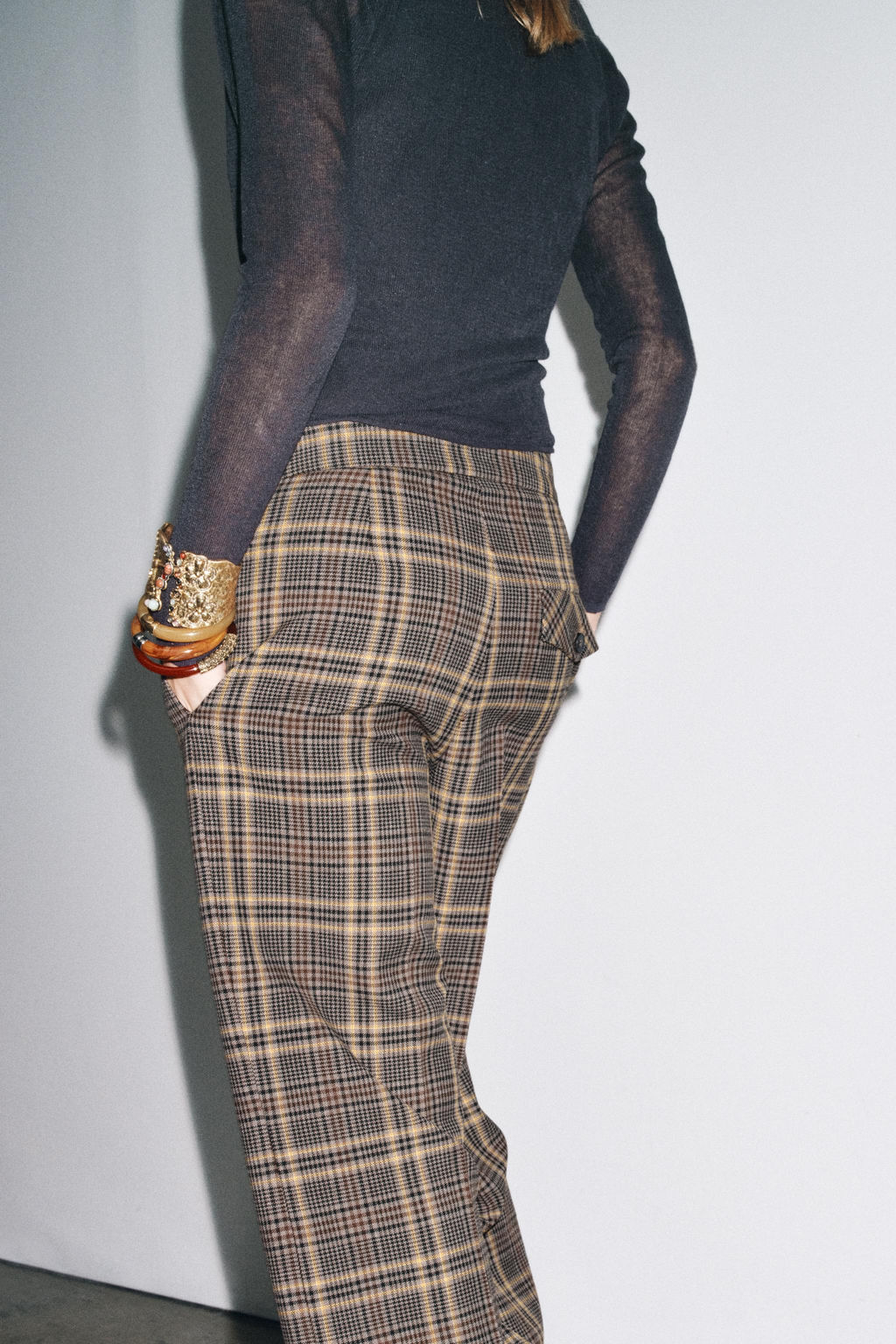 ZW COLLECTION CHECK ANKLE GRAZER TROUSERS