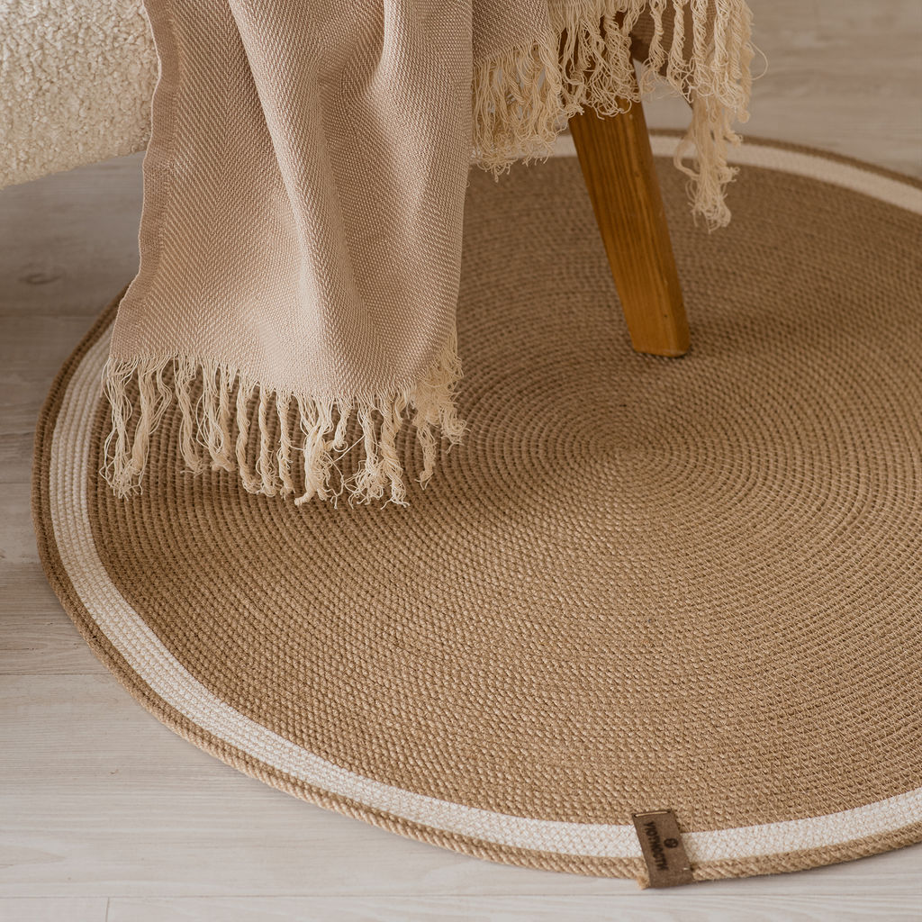 Коврик из джута круглый d-80 см с белым кантом - Уютности фото 6