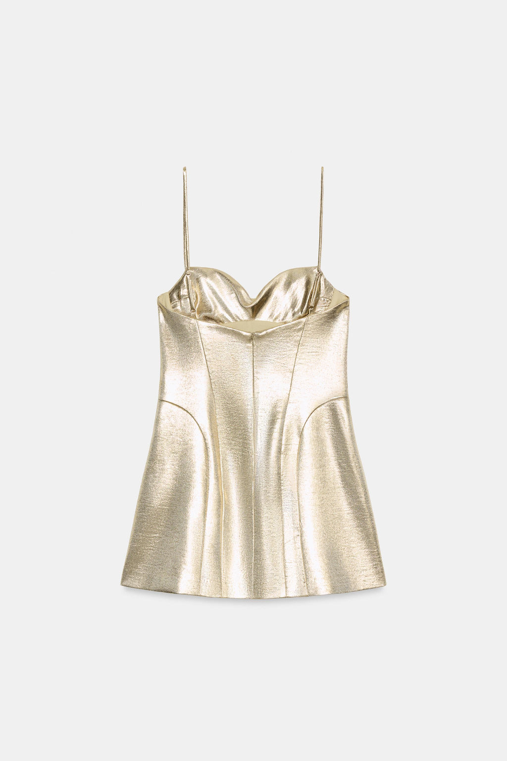 VESTIDO MINI CORSETERO EFECTO METALIZADO / Dorado - Zara фото 5