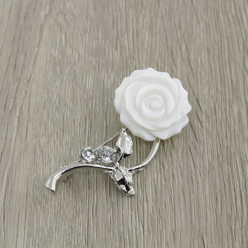 Брошь "Роза мини" перламутр белый