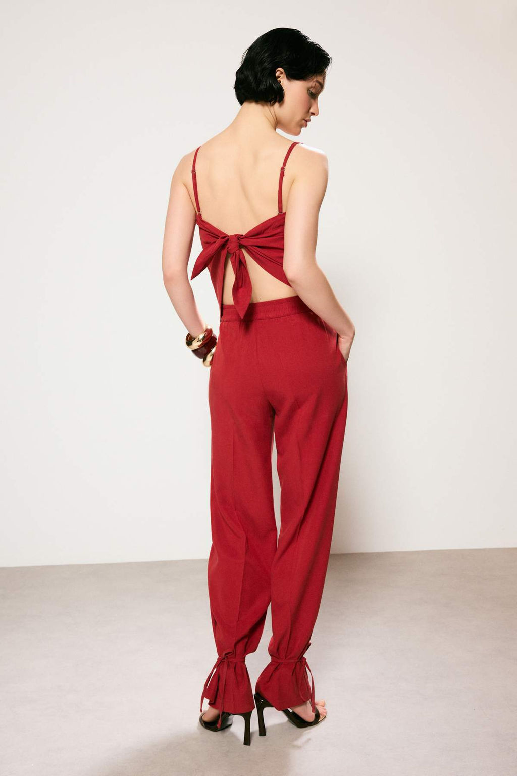Trendyol Studio K?rm?z? S?rt? Baglama Detayl? Dokuma Bluz TWOSS26BZ00572 - Trendyolmilla фото 4