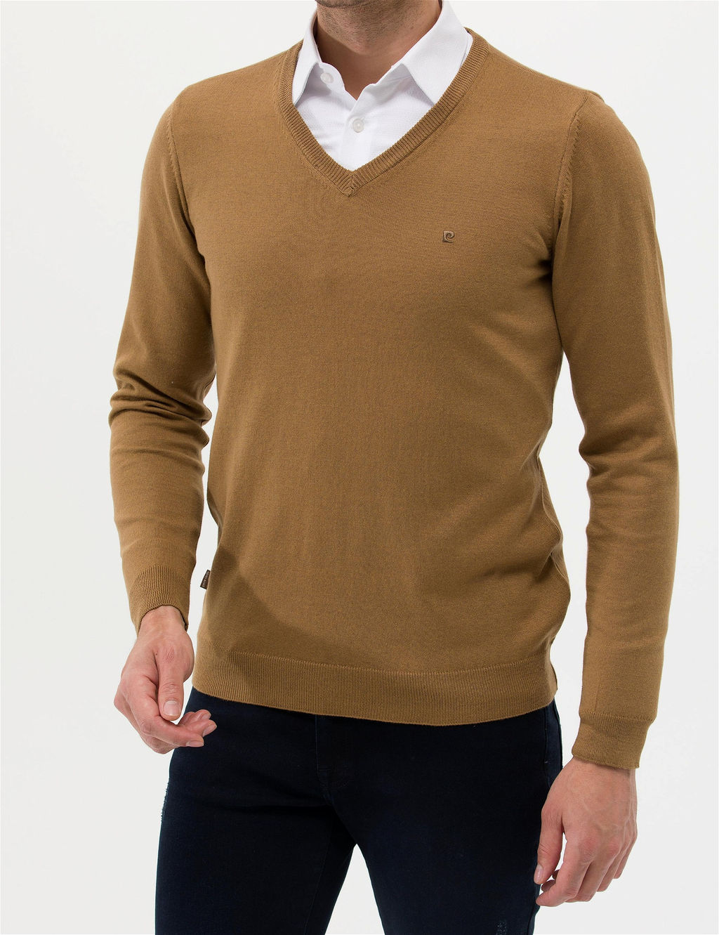 Camel Melanj Slim Fit V Yaka Basic Triko Kazak - Pierre cardin фото 6
