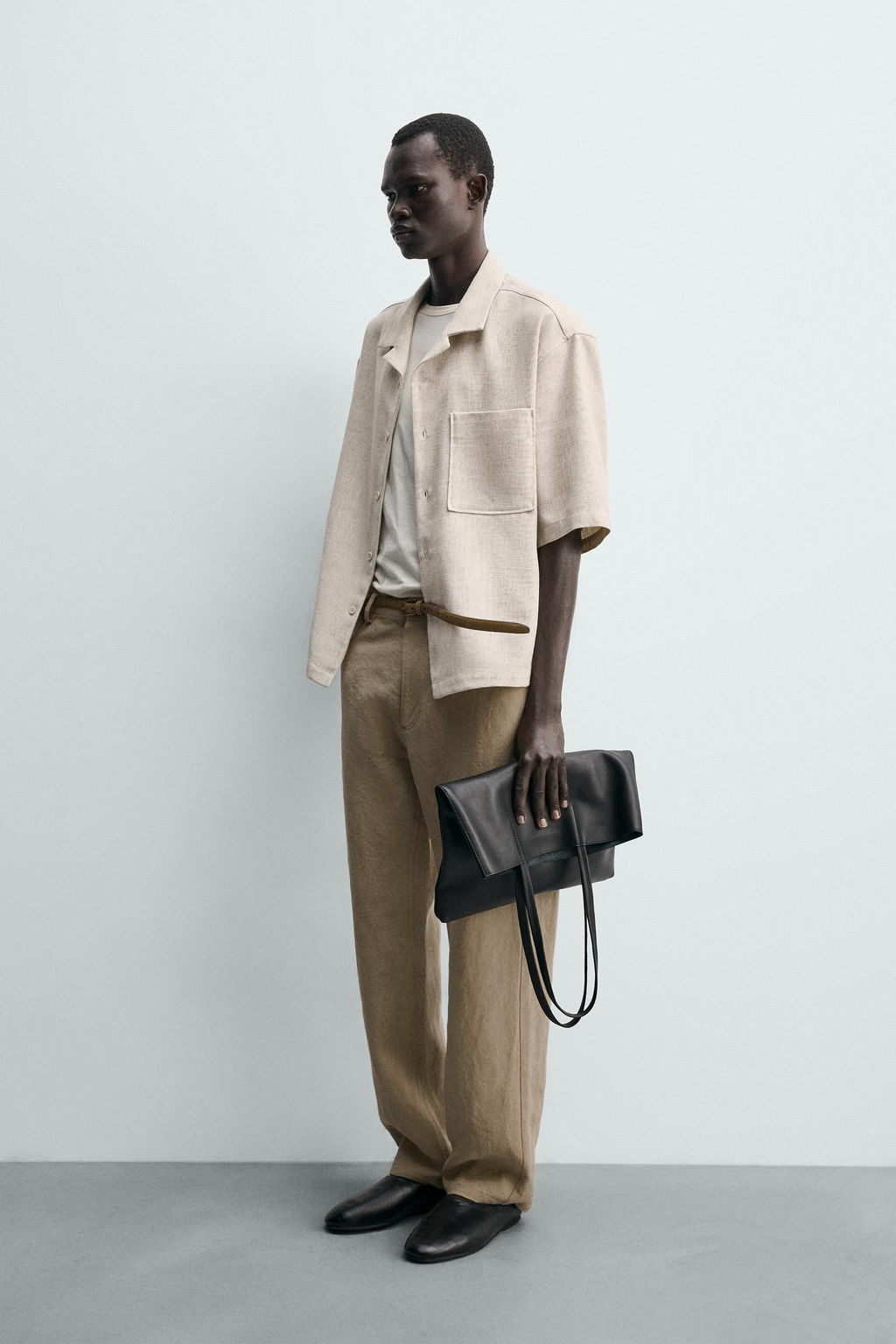 CAMISA BOXY FIT ESTRUCTURA / Beige claro - Zara фото 4