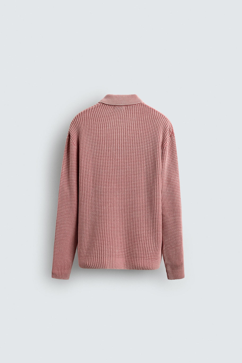 WASHED WAFFLE-KNIT POLO SHIRT - Zara фото 7