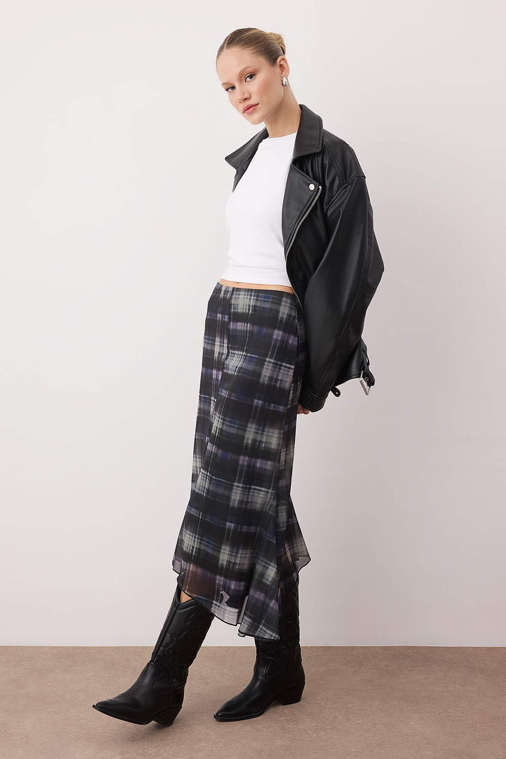 Cok Renkli Bask?l? Bodycon Tul Esnek Orme Etek TWOAW26ET00088 - Trendyolmilla фото 6