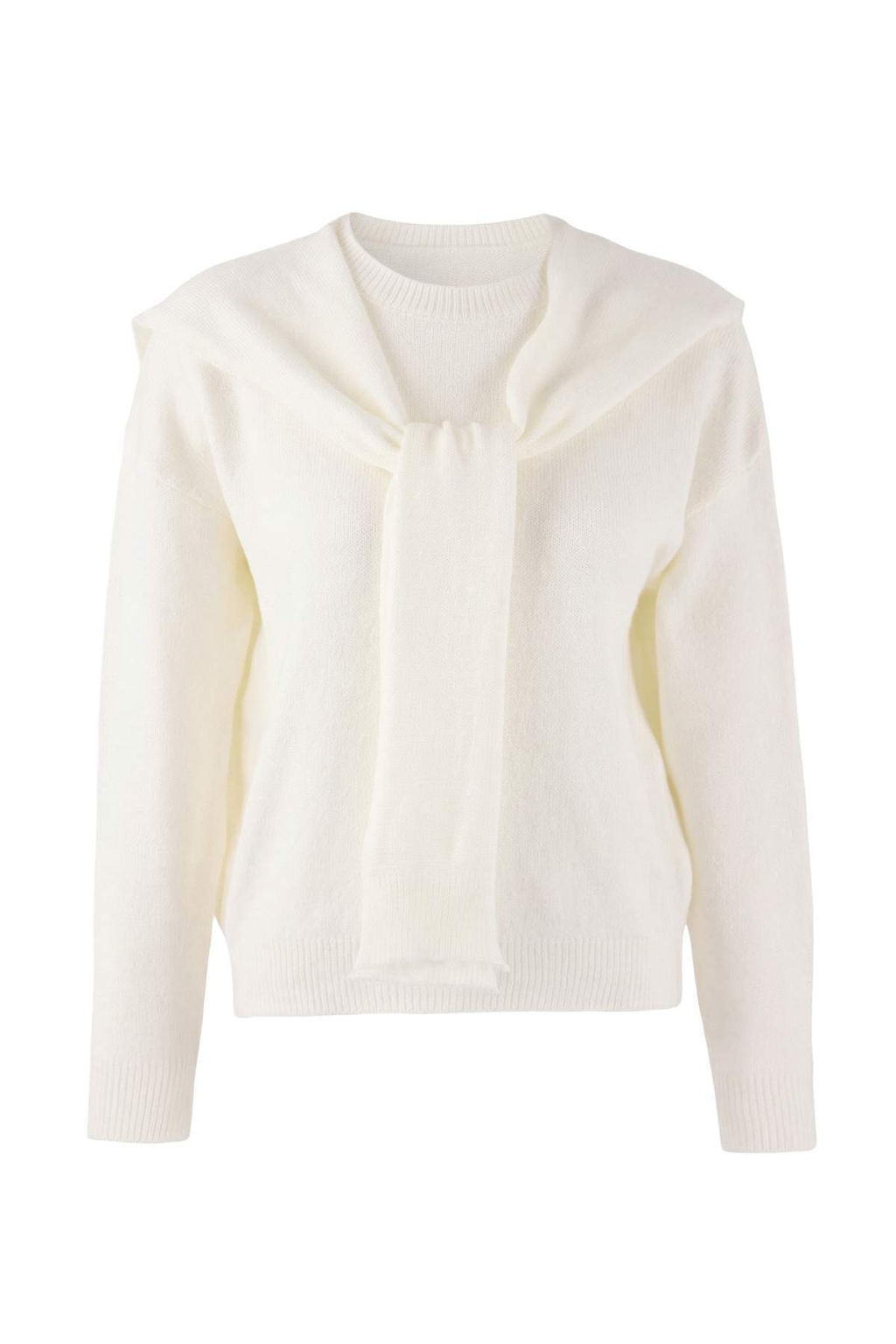 Ekru Yumusak Dokulu Genis Kal?p Sall? Triko Kazak TWOAW26KZ00166