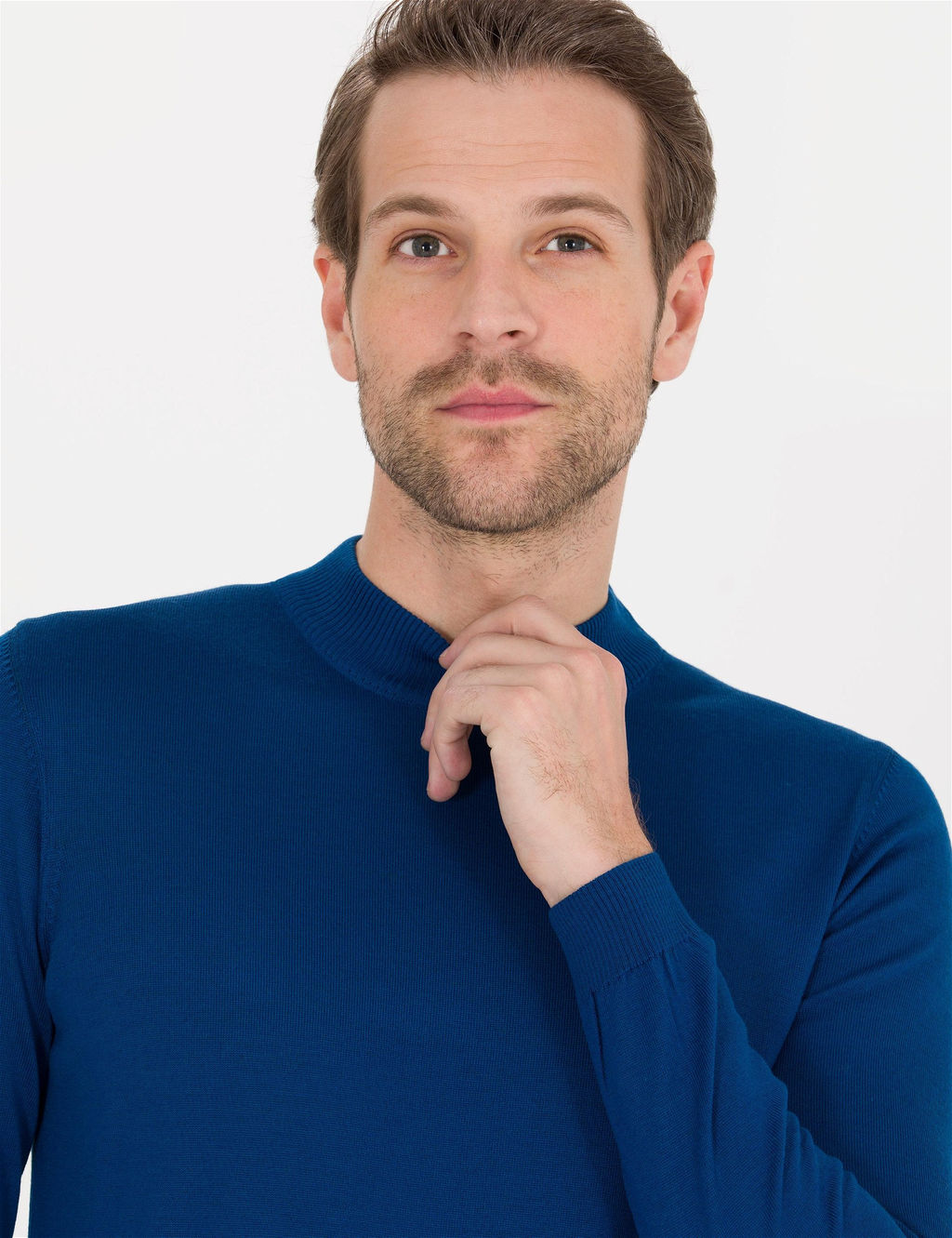 _ndigo Slim Fit Bato Yaka Y_n Kar___ml_ Basic Triko Kazak - Pierre cardin фото 4