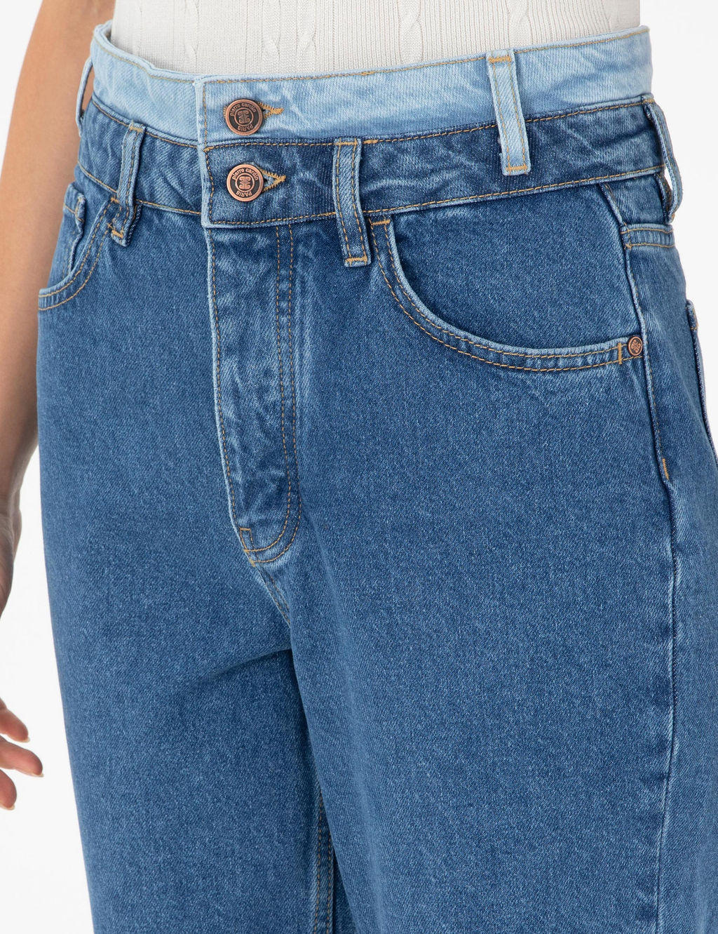 Koyu _ndigo Mom High Waist Fit Jean Pantolon