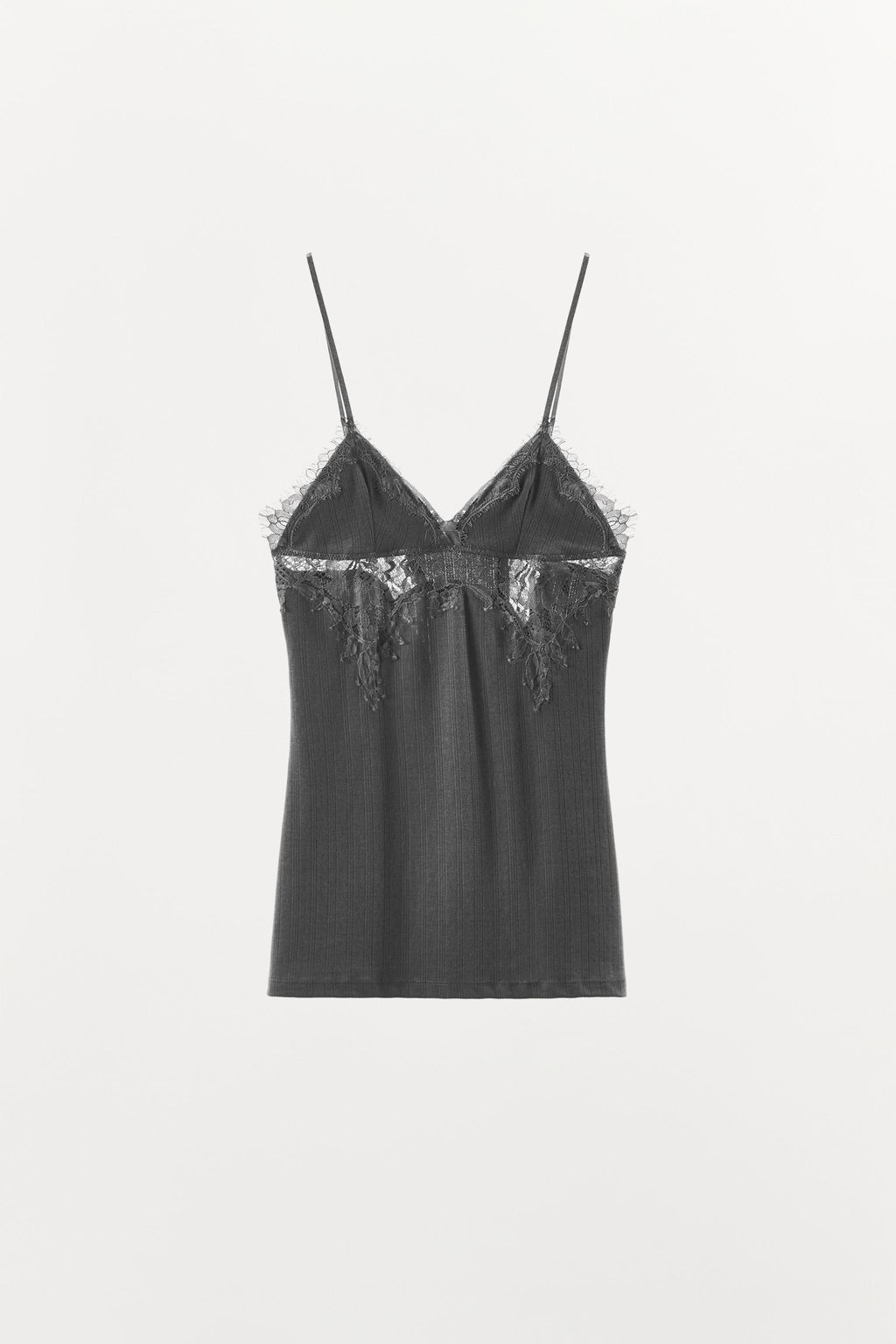 TOP POINTELLE ENCAJE / Gris oscuro