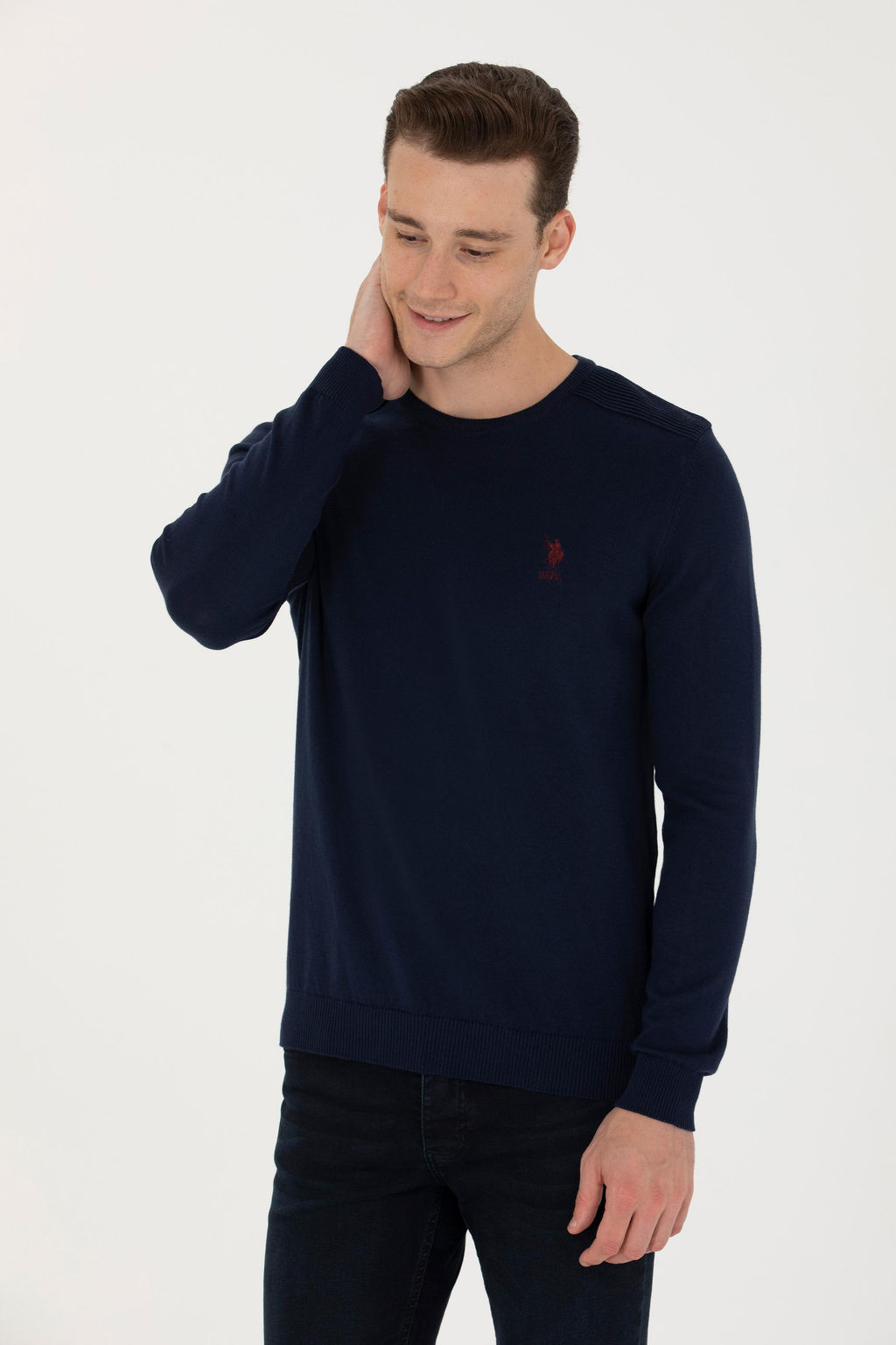 U. S. Polo Assn / Мужской темно-синий базовый свитер - U.s. polo assn фото 17