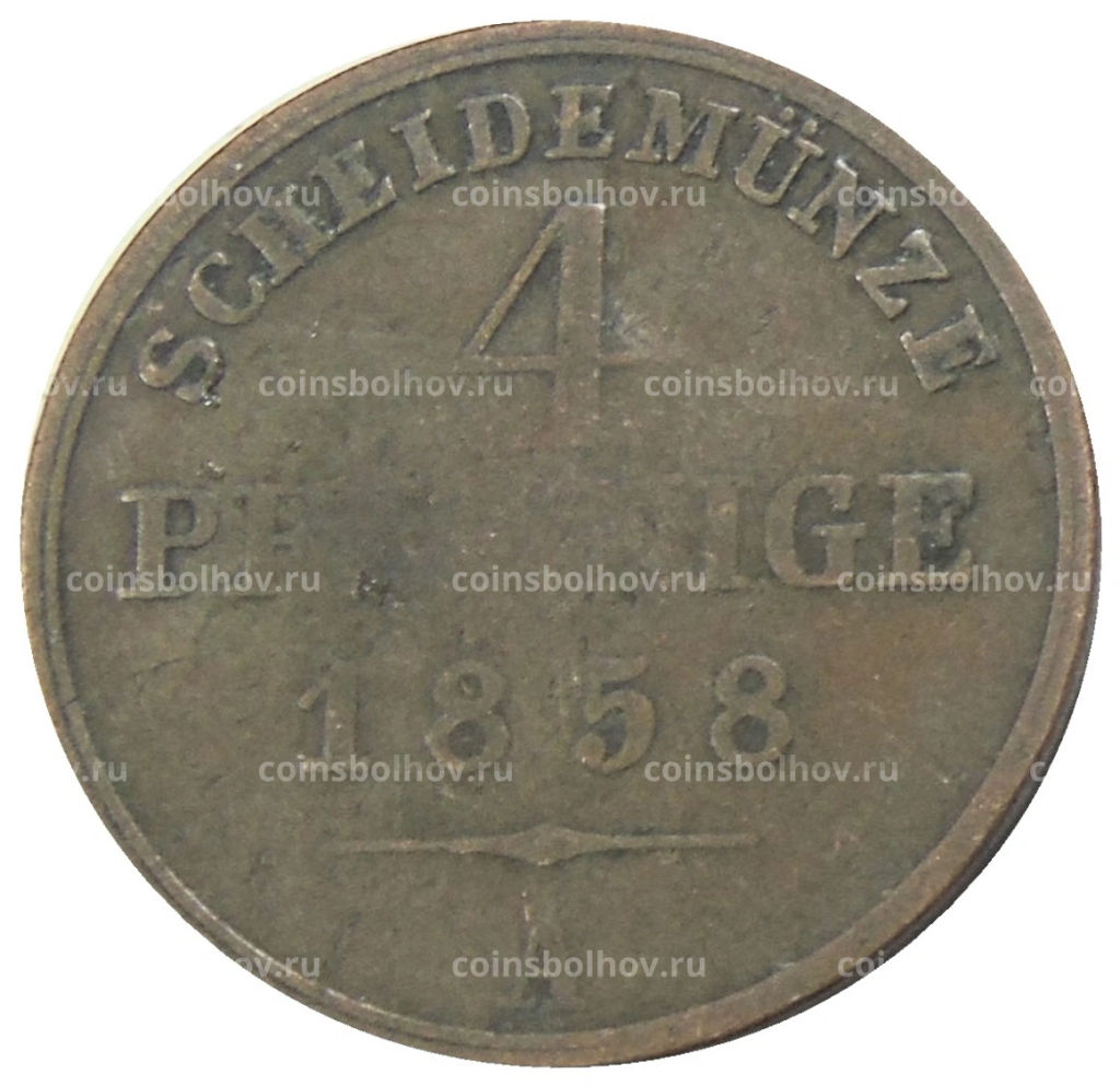 4 пфеннинга 1858 года A Германские государства  Шаумбург-Липпе