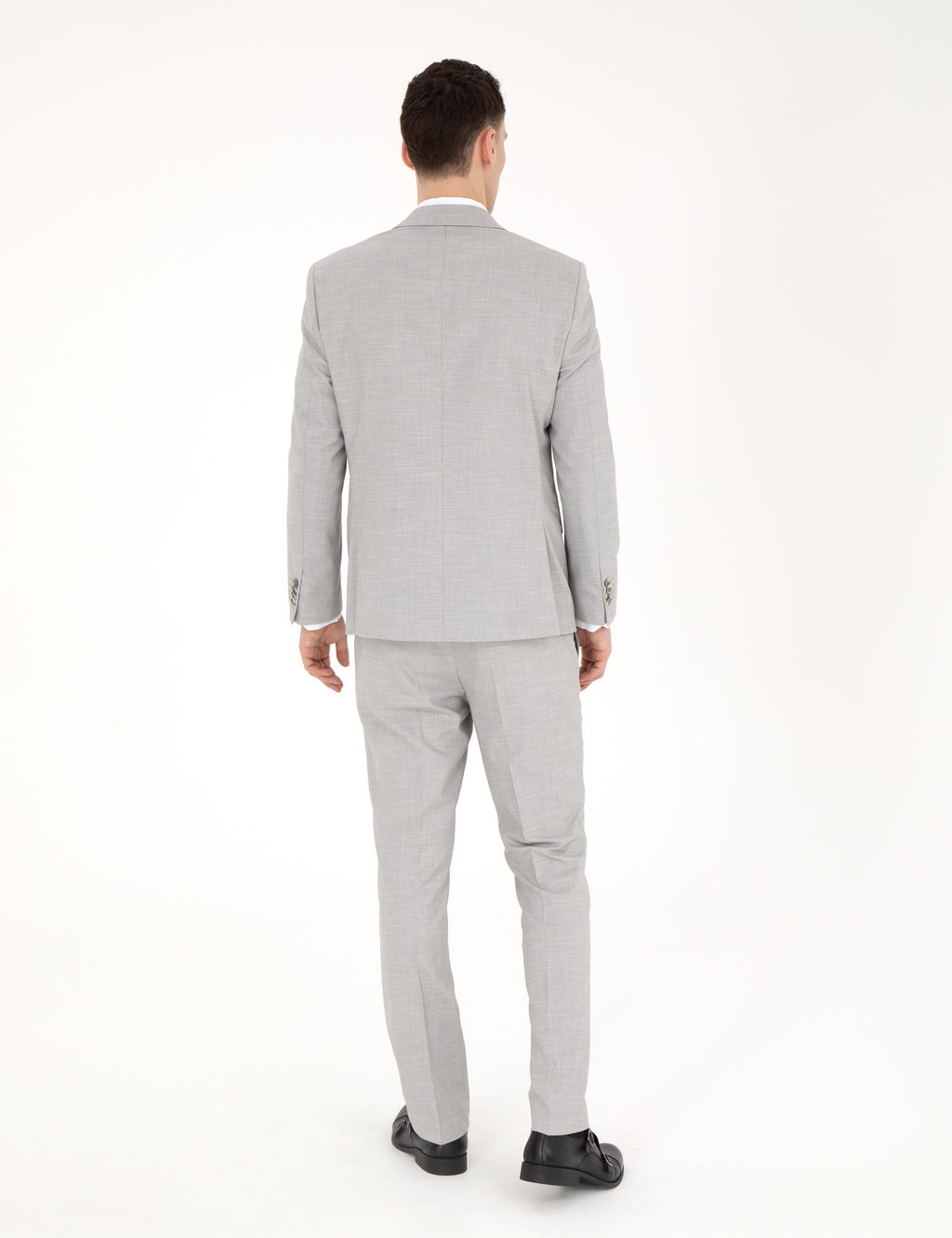 Gri Slim Fit Y_n Kar___ml_ Tak_m Elbise
