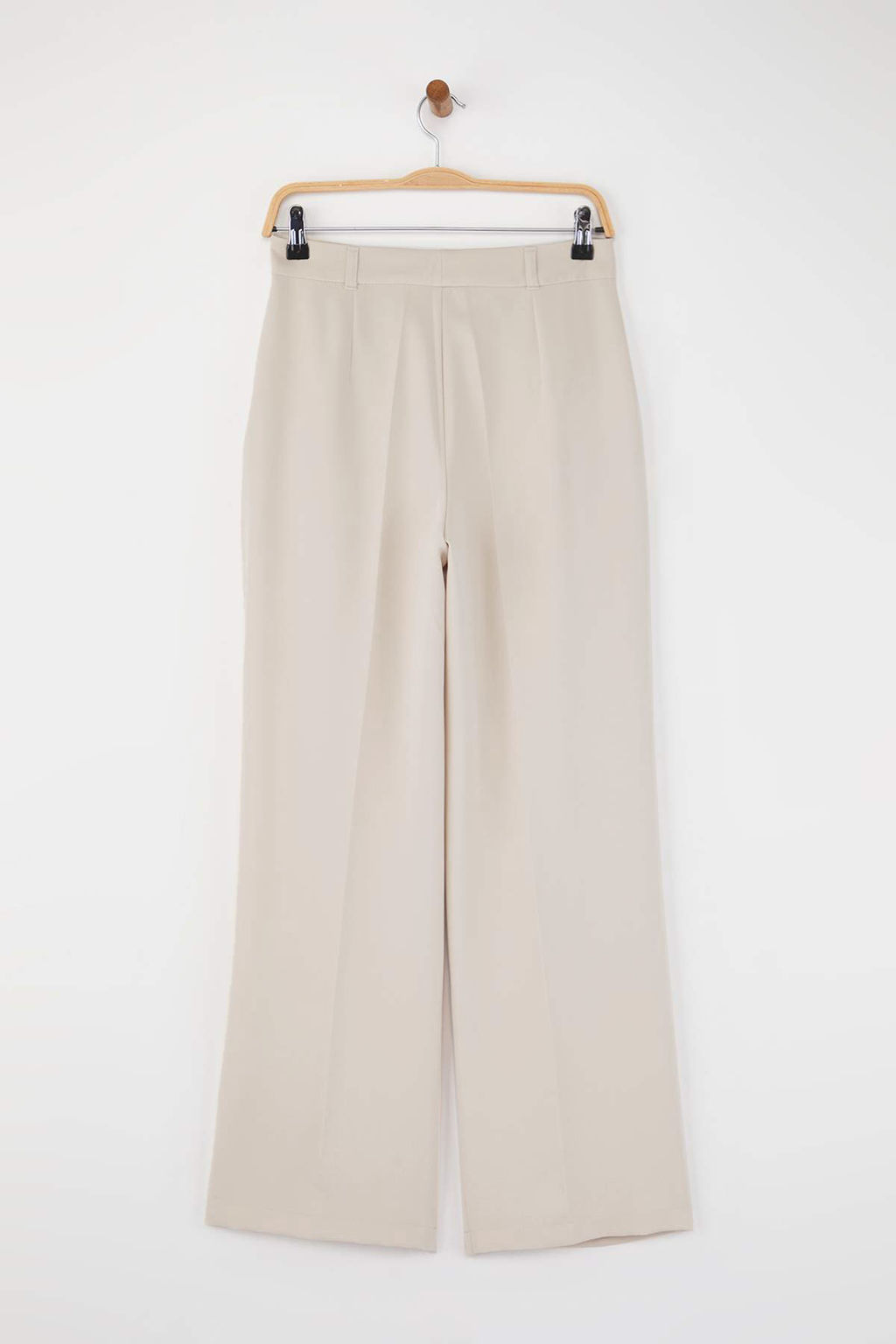 Tas Yuksek Bel Wide Leg Genis Paca Pilili Dokuma Kumas Pantolon TWOAW21PL0076