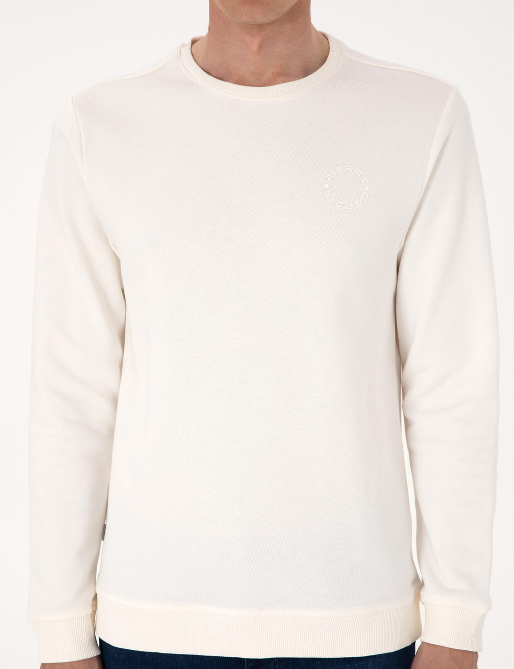 Ekru 3 _plik Regular Fit Bisiklet Yaka Basic Sweatshirt