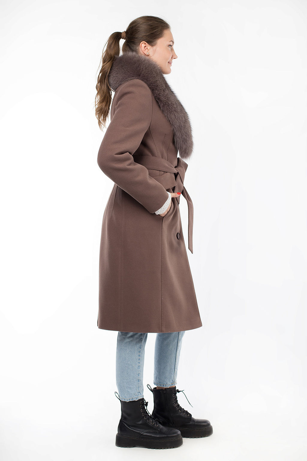 Мех натуральный (песец) Пальто утепленное Холлофайбер 300 - El podio фото 3