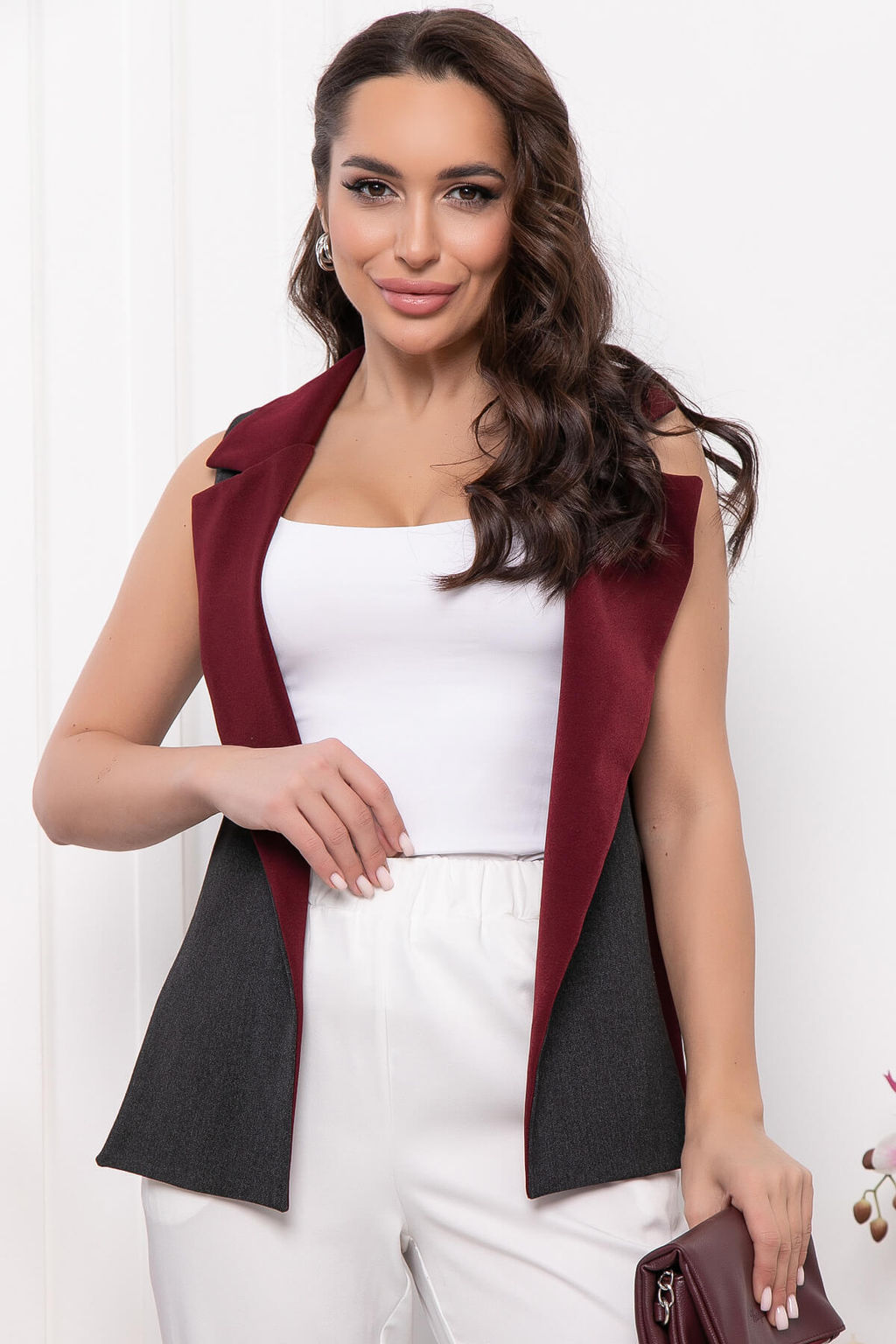 Жилет Эффектное появление (грей/бордо) Б6093 - Lt collection фото 4