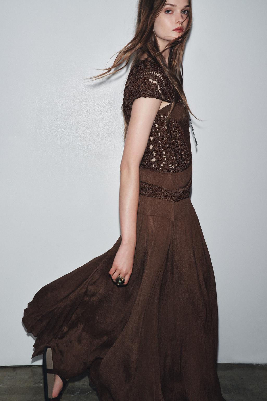 ZW COLLECTION COMBINED CROCHET DRESS - Zara фото 2