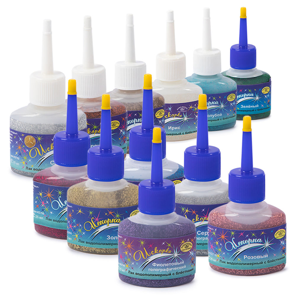 Аква-колор Лак водополимерный с блёстками Искорка 25 мл ирис К2708