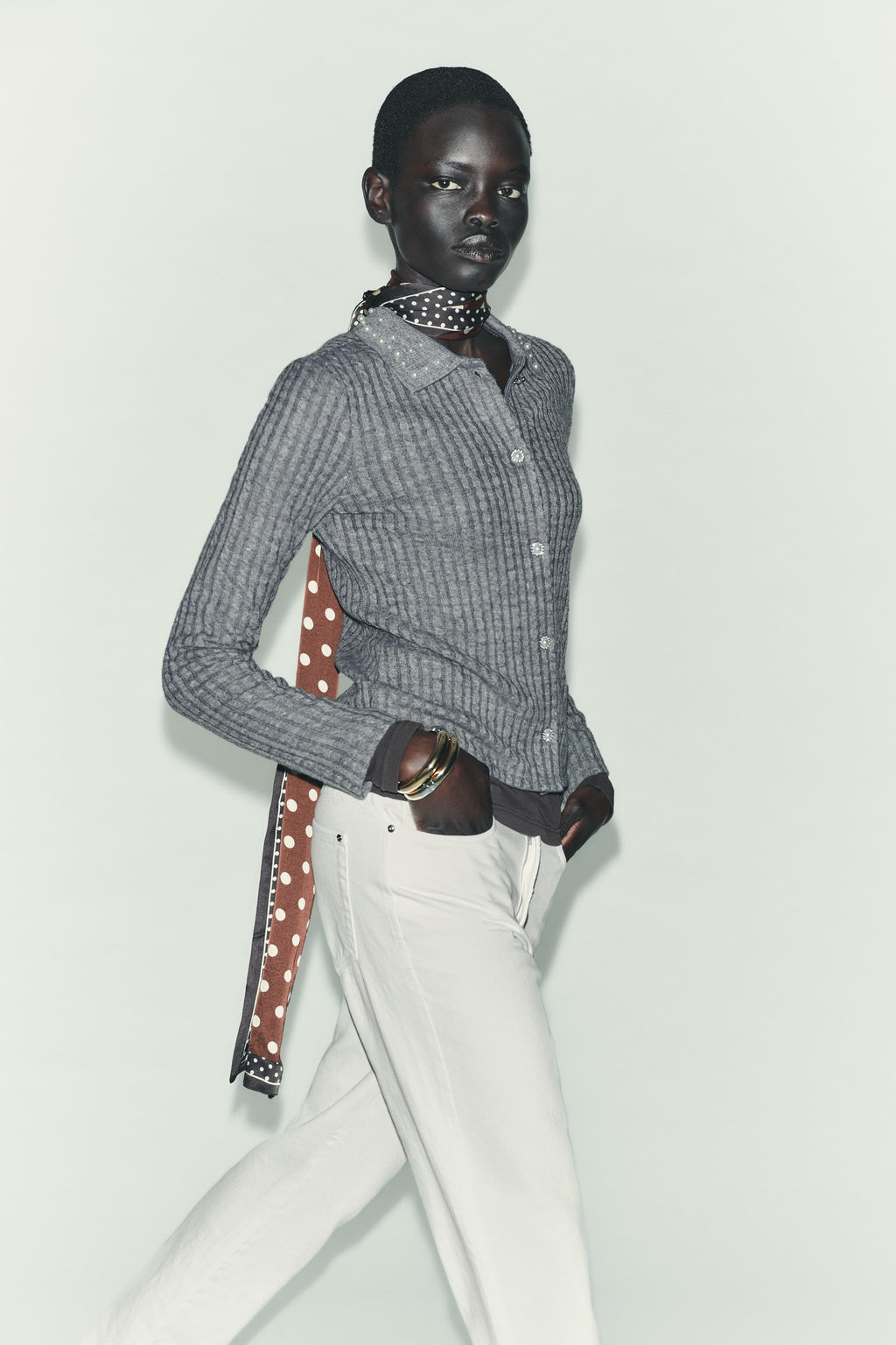 JEWEL COLLAR CUT-OUT CARDIGAN - Zara фото 4
