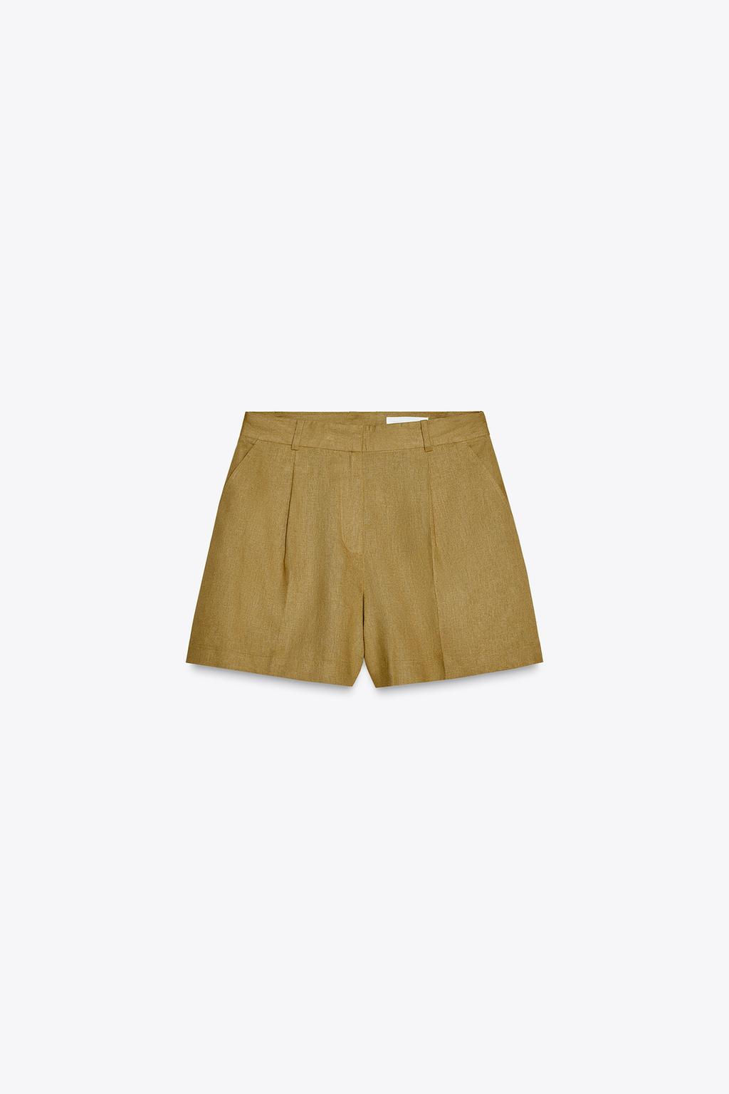 HIGH-WAIST LINEN BLEND BERMUDA SHORTS - Zara фото 4