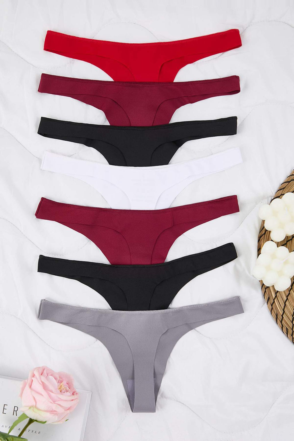 Trendyolmilla Siyah-Cok Renkli 7li Paket Dikissiz/Iz Yapmaz Lazer Kesim Micro Tanga Orme Kulot THMSS25KU00036  фото 21