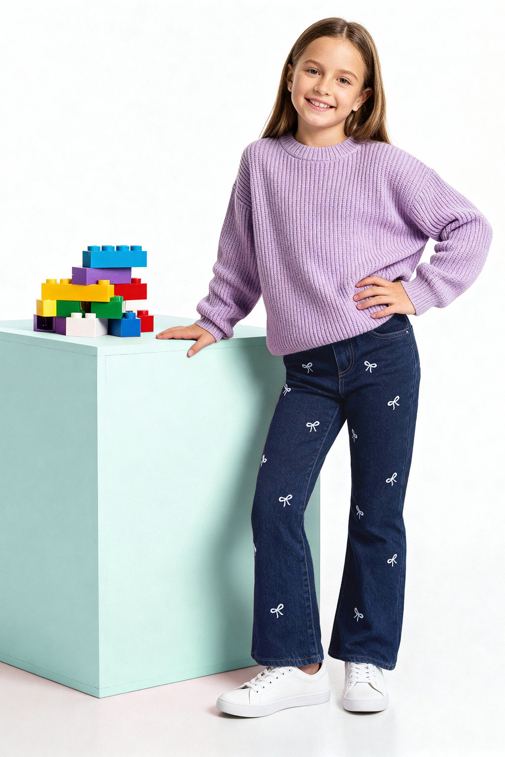 Mavi 100% Pamuk Cicekli Nak?sl?/Islemeli K?z Cocuk Denim Jeans TKDAW26JE00011 - Trendyolmilla фото 5