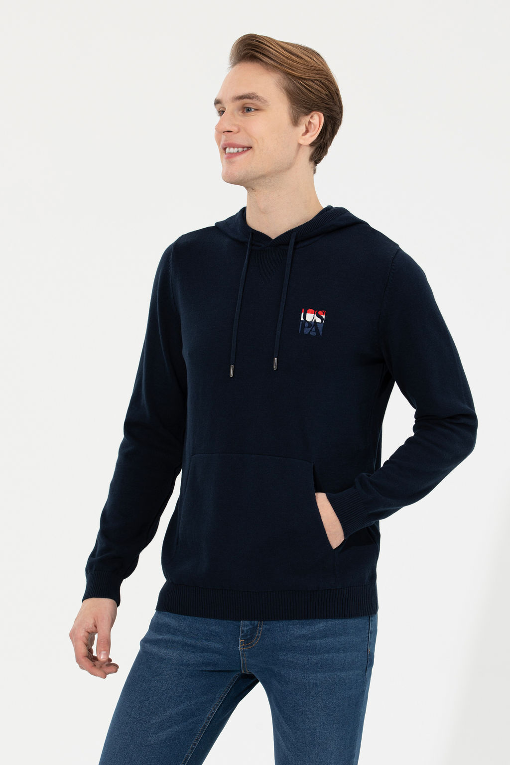 U. S. Polo Assn Мужской темно-синий трикотажный свитер с капюшоном - U.s. polo assn фото 19