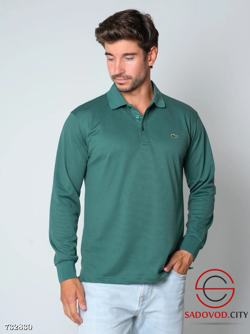 Кофта с длинным рукавом поло мужская