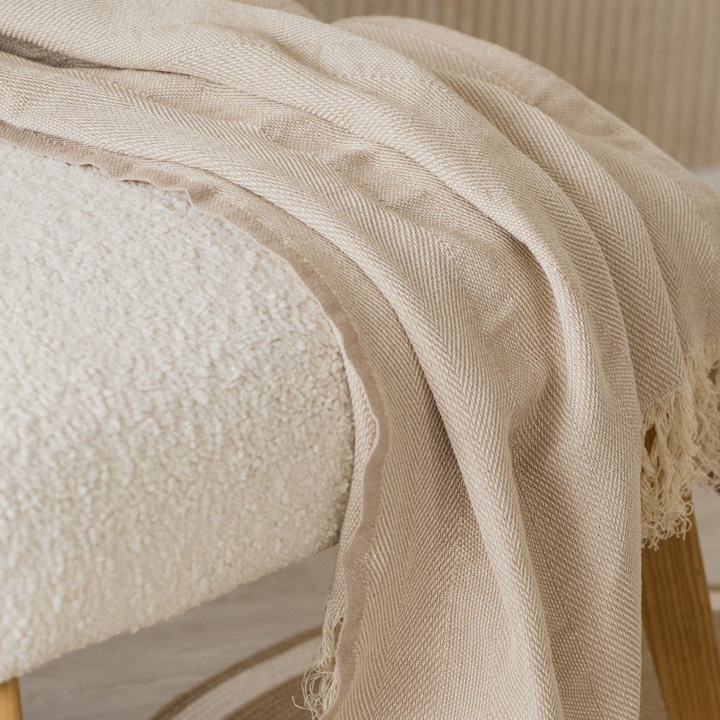 Плед хлопковый 140х200 бежевый