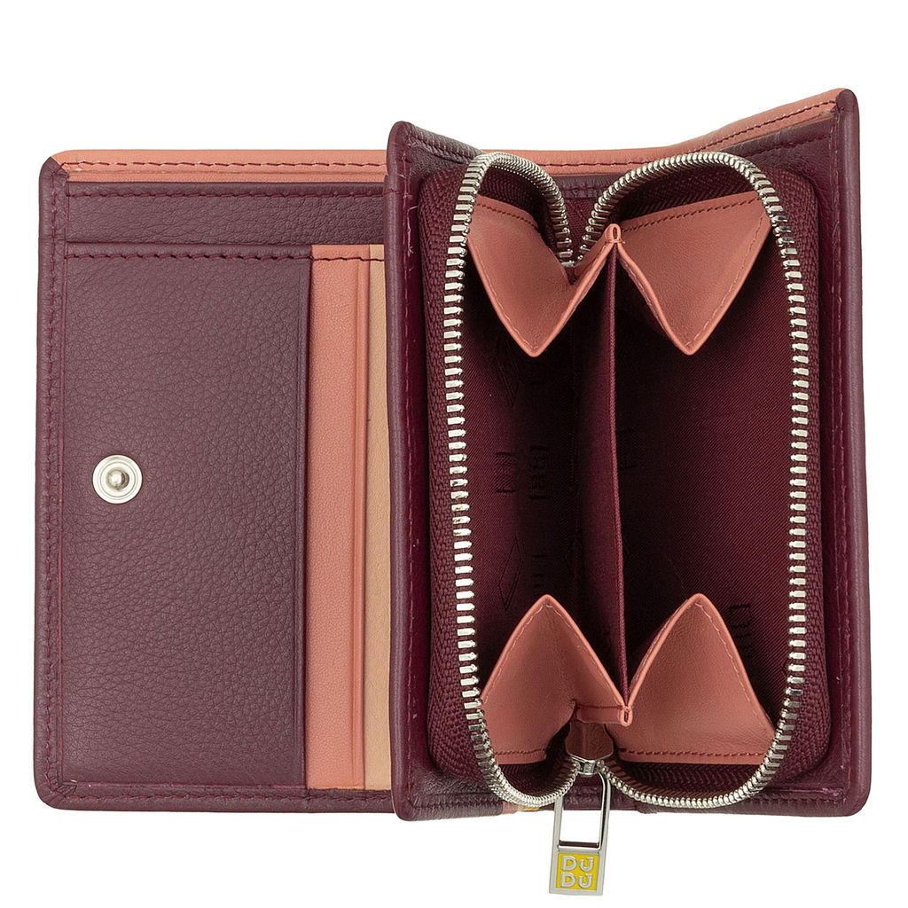 Итальянский кожаный кошелек DuDu серии Stromboli | бордово-розовый пэчворк - Dudubags фото 4