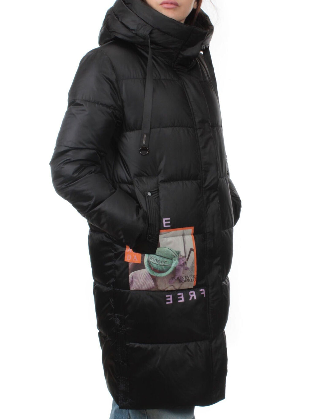 9116 BLACK Пальто зимнее женское (холлофайбер 200 гр.)