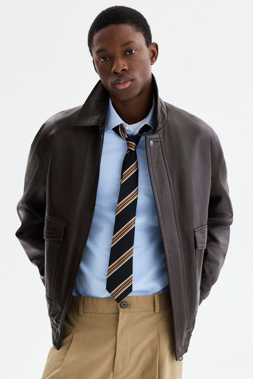 Leather bomber jacket - H&m фото 5