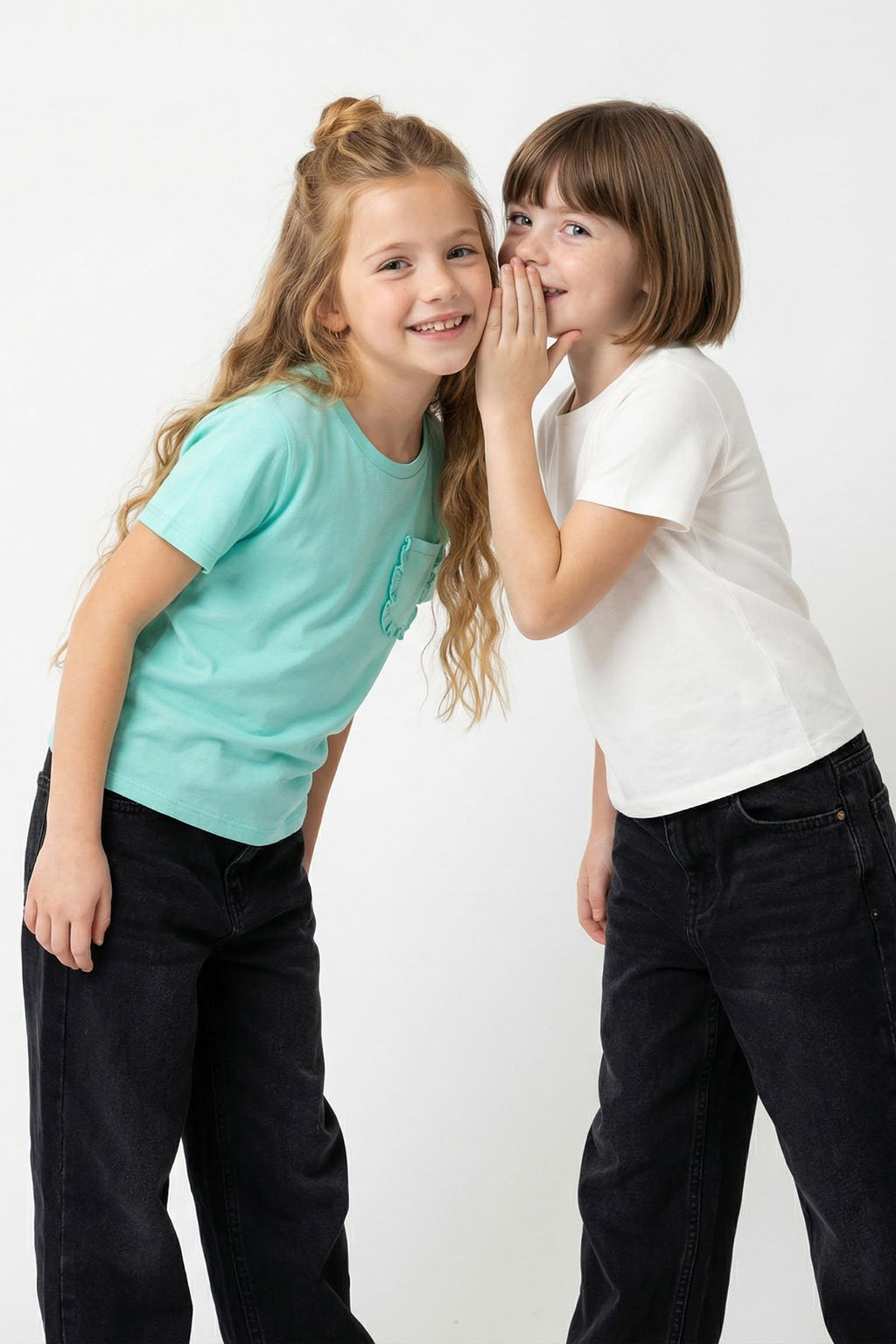 Mint-Ekru 2li K?z Cocuk %100 Pamuk Basic Regular Kal?p Cepli K?sa Kol Orme T-Shirt TKDSS25TS00017 - Trendyolmilla фото 3