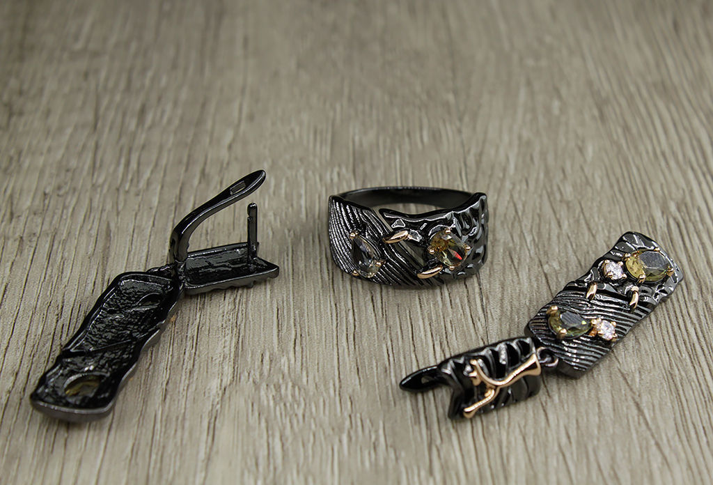 Комплект Шарлота султанит покрытие под золото, размеры кольца: 17, 18, 19, 20 - Agat77 фото 4